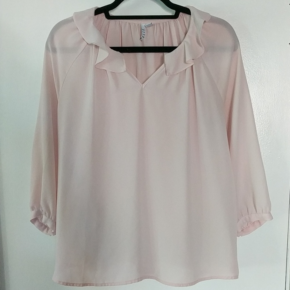 Elle Blush Pink Ruffled Blouse - M